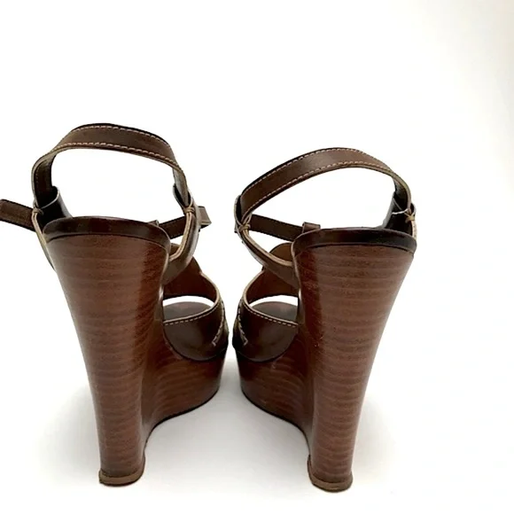 Chloe Saturnia Brown Calf Wedge size 38 - Picture 2 of 6